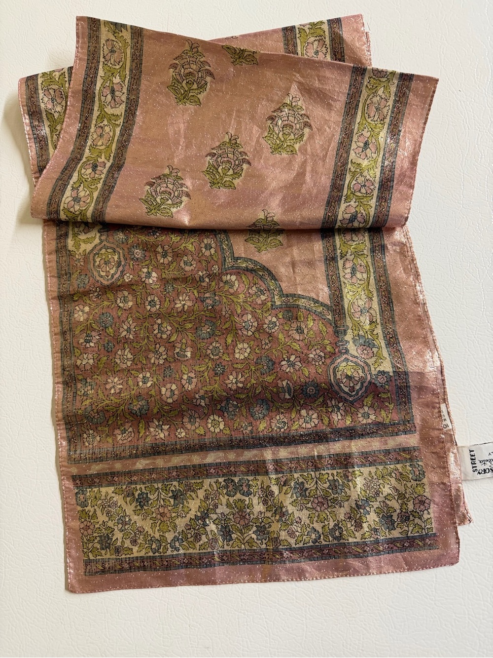 Vintage Oscar de la Renta Pink Floral Paisley Scarf